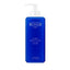 Royal blue rectangular body wash bottle with bevelled edges and a white pump dispenser. Features 'EX NIHILO PARIS' branding.