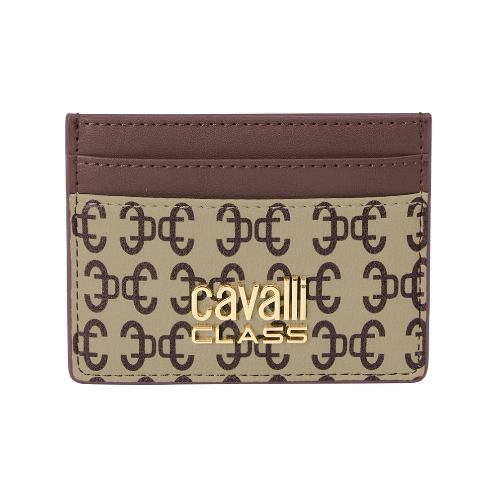 Cavalli Class - Cardholder, Dark Brown & Logo Print