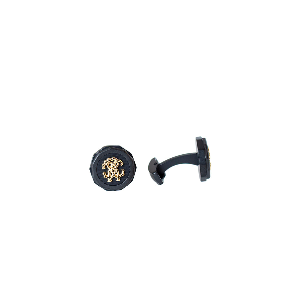 Roberto Cavalli Cufflinks Black With Ip Gold Roberto Cavalli Cufflinks Black With Ip Gold