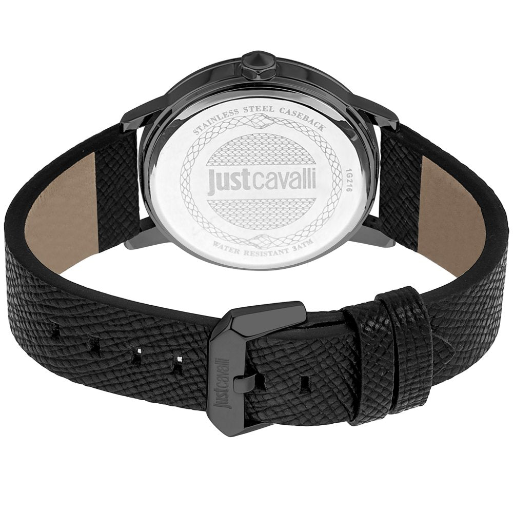 Just Cavalli Men's Black Yellow Dial Black Lehter Strap Watch Just Cavalli Men's Black Yellow Dial Black Lehter Strap Watch