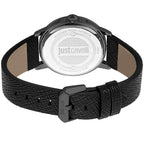 Just Cavalli Men's Black Yellow Dial Black Lehter Strap Watch