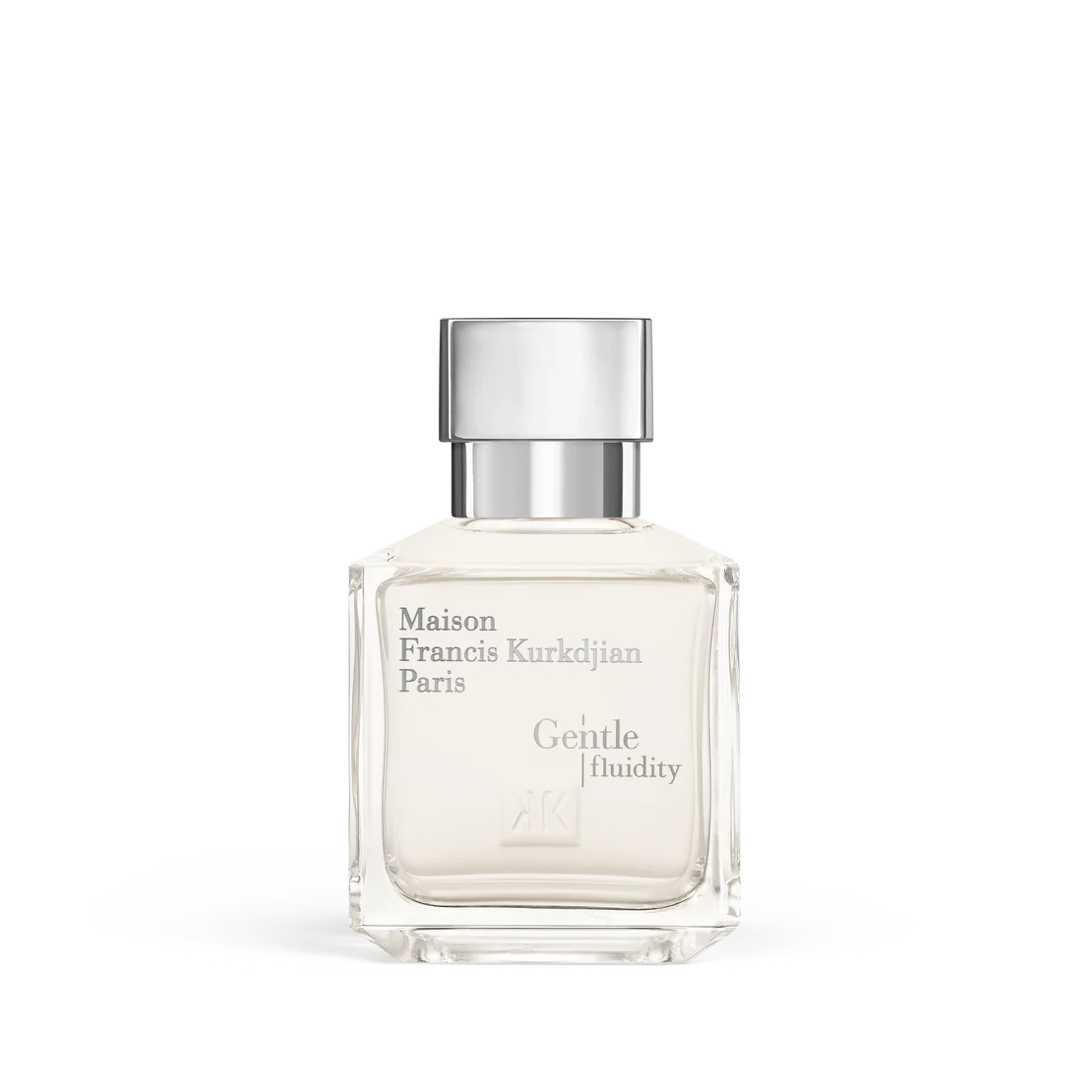 Maison Francis Kurkdjian Gentle Fluidity Silver Eau de Parfum 70ml bottle with clear liquid and a silver-toned cap.