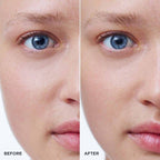 The product itself is not visible in this image, which shows a before-and-after comparison of skin.