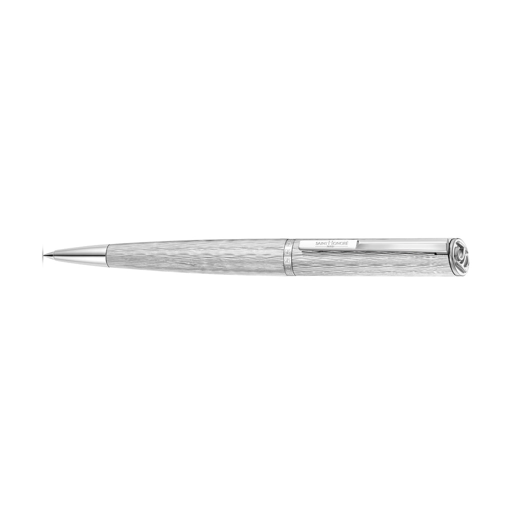 Saint Honoré Paris Celebre Stainless Steel Ballpoint Pen with Deep Brushed Textured Body and Polished Trims