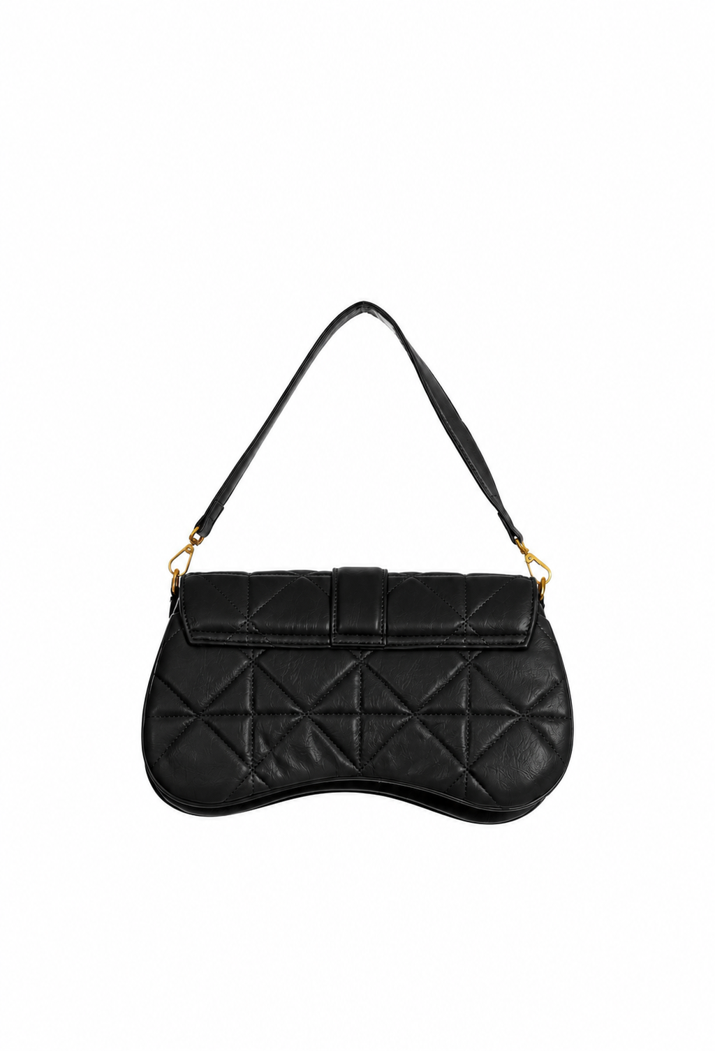 Just Cavalli Women's Black Quilted Shoulder Bag with Snake Clasp