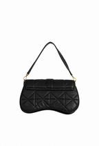 Just Cavalli Women's Black Quilted Shoulder Bag with Snake Clasp