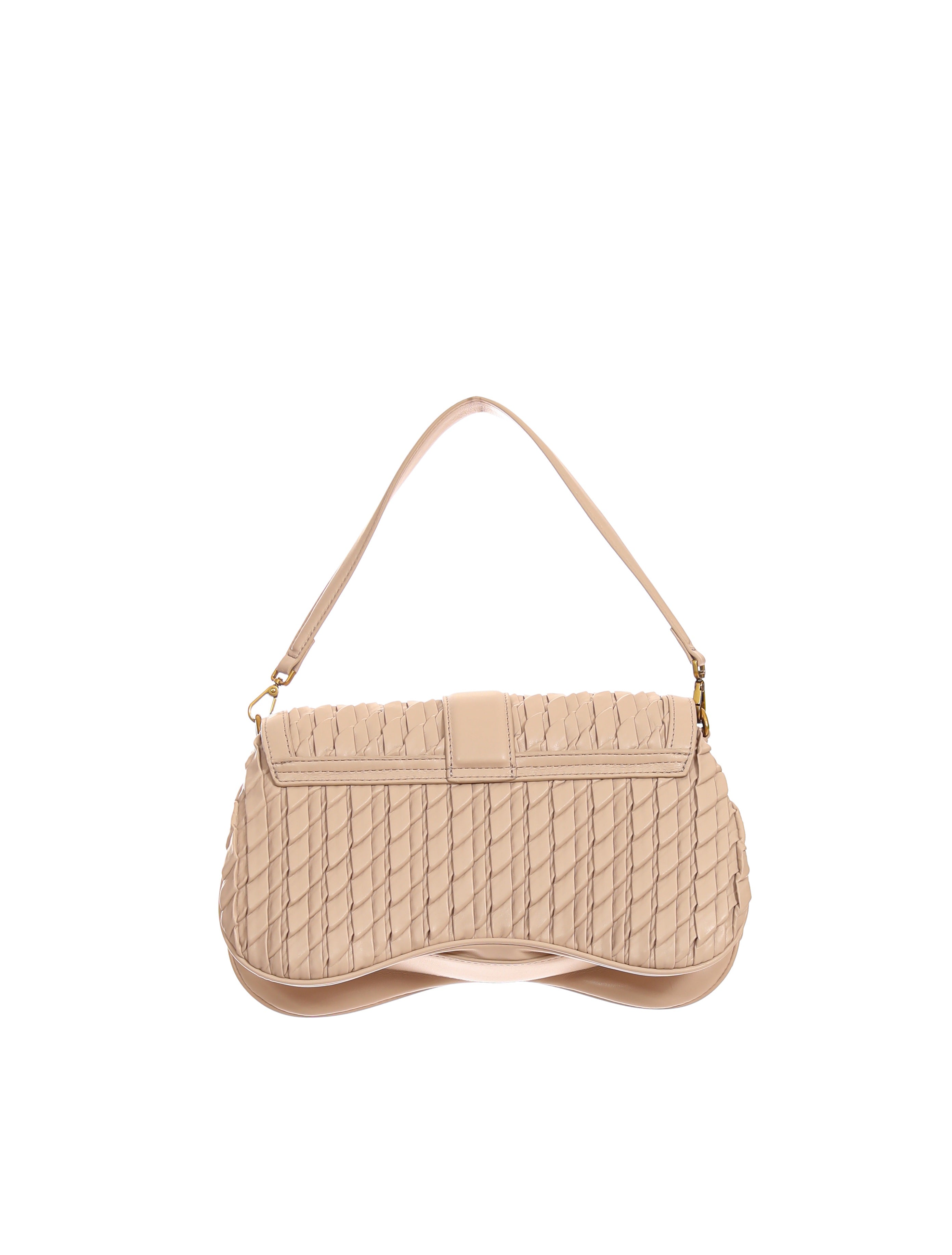 Just Cavalli Women's Black Woven Shoulder Bag with Snake Clasp