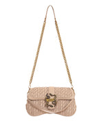 Just Cavalli Women's Black Woven Shoulder Bag with Snake Clasp