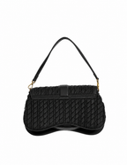 Just Cavalli Women's Black Woven Shoulder Bag with Snake Clasp