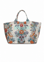 Just Cavalli Women's Botanical Print Canvas Beach Tote Bag