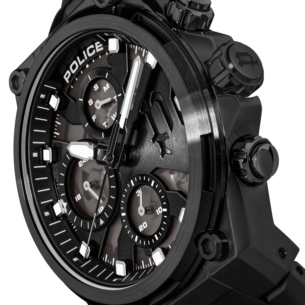 Police Airflow Men's 43MM Black Chronograph Stainless Steel Strap Watch