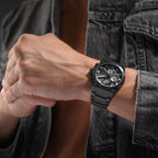Police Airflow Men's 43MM Black Chronograph Stainless Steel Strap Watch