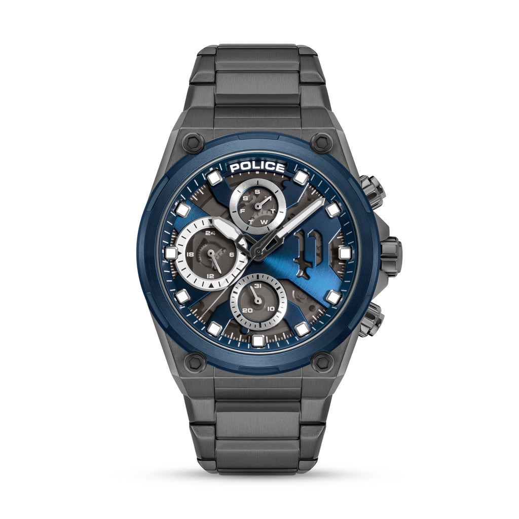 Police Airflow Men's 43MM Blue Chronograph Stainless Steel Strap Watch