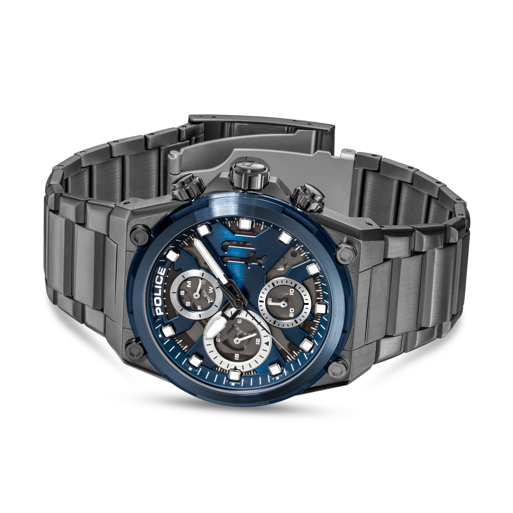 Police Airflow Men's 43MM Blue Chronograph Stainless Steel Strap Watch