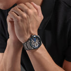 Police Airflow Men's 43MM Blue Chronograph Stainless Steel Strap Watch