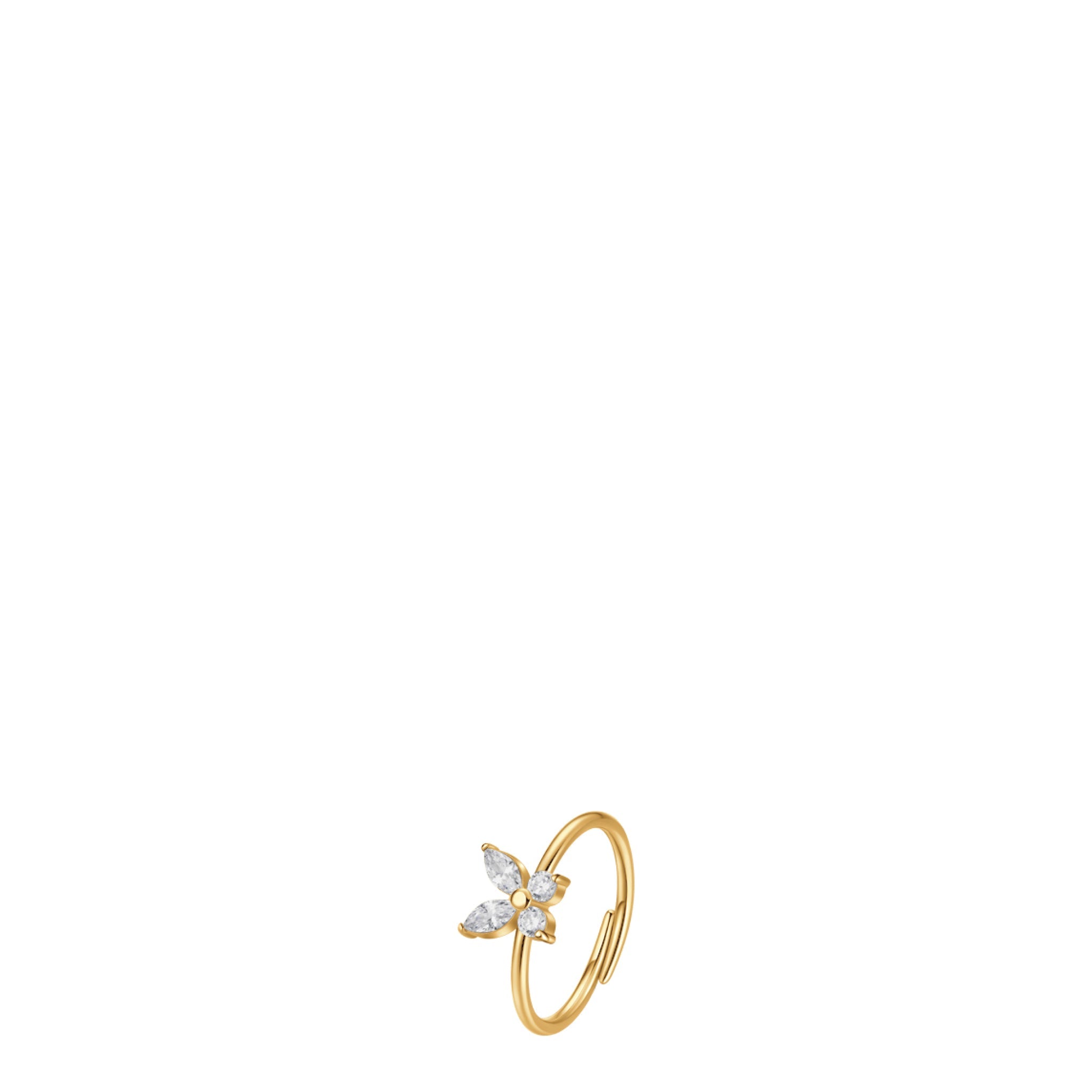 Luca Barra Women's Gold Steel Ring with Butterfly & White Zirconia Secondary image