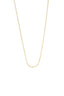 Gold-toned delicate chain necklace with small, uniform oval links, laid flat.