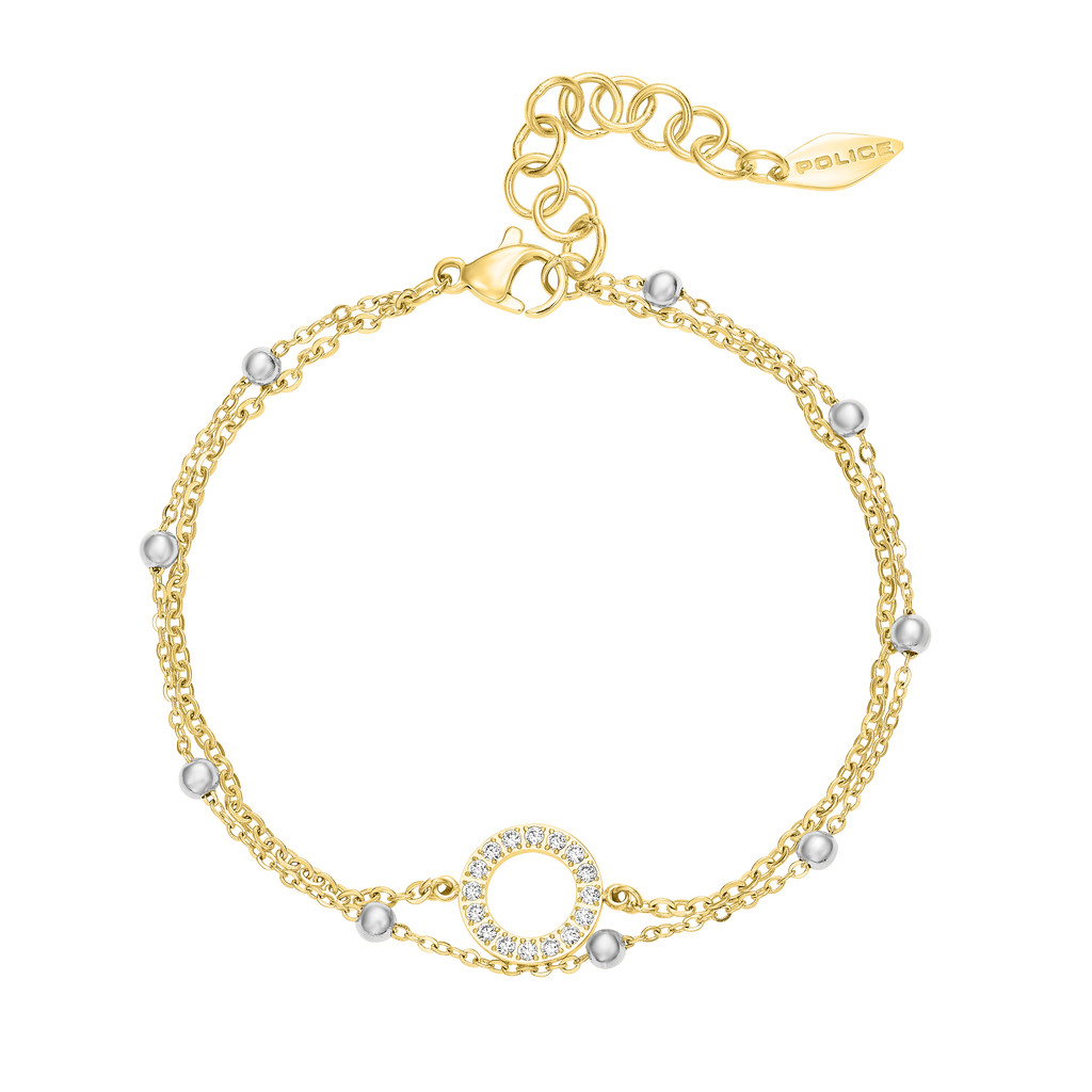 Police Ayara Crystal & Beads Twin Chain Bracelet
