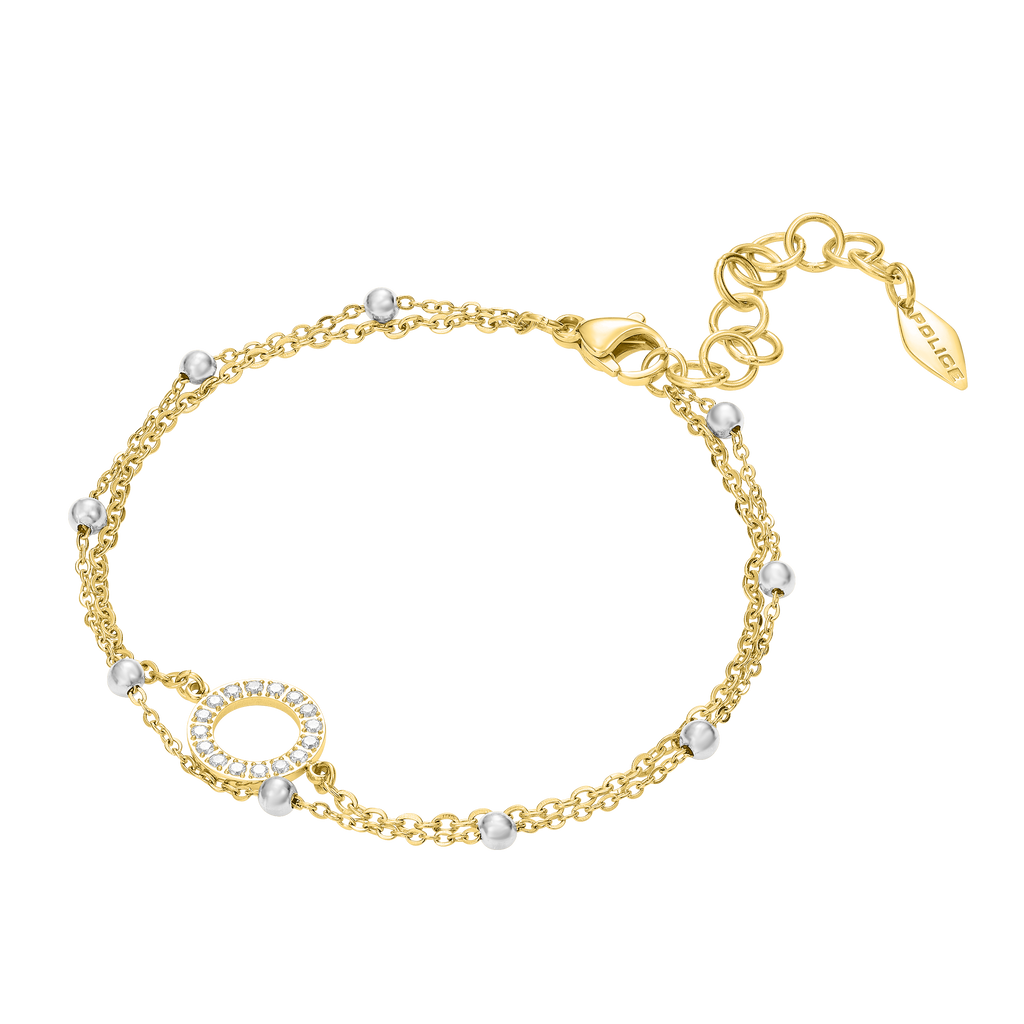 Police Ayara Crystal & Beads Twin Chain Bracelet
