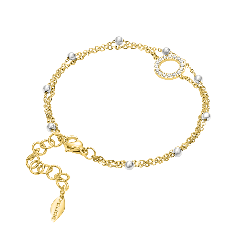 Police Ayara Crystal & Beads Twin Chain Bracelet