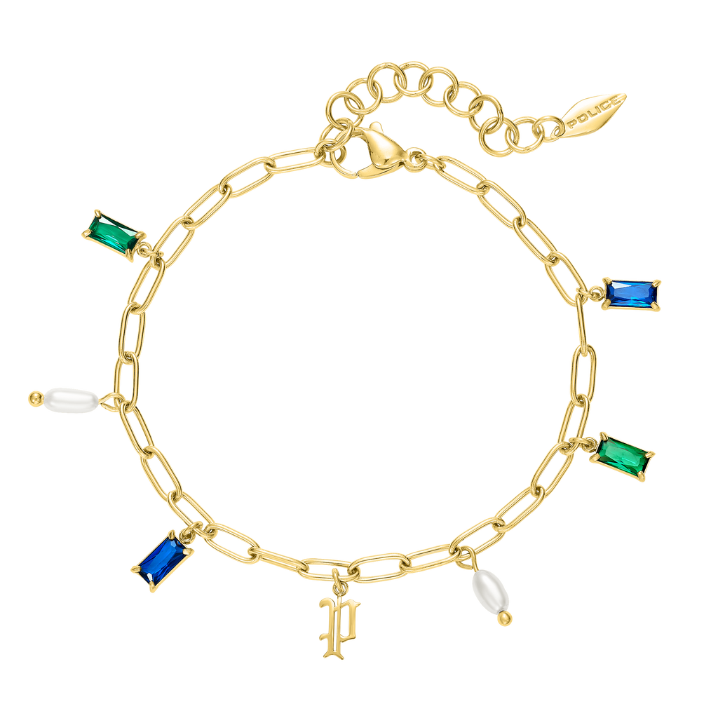 Police Ayara P Logo Multicrystalcharms Bracelet