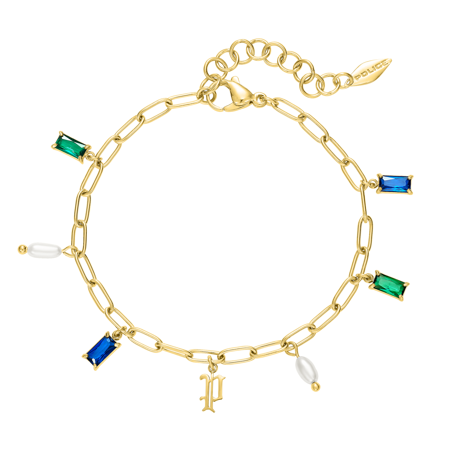 Police Ayara P Logo Multicrystalcharms Bracelet