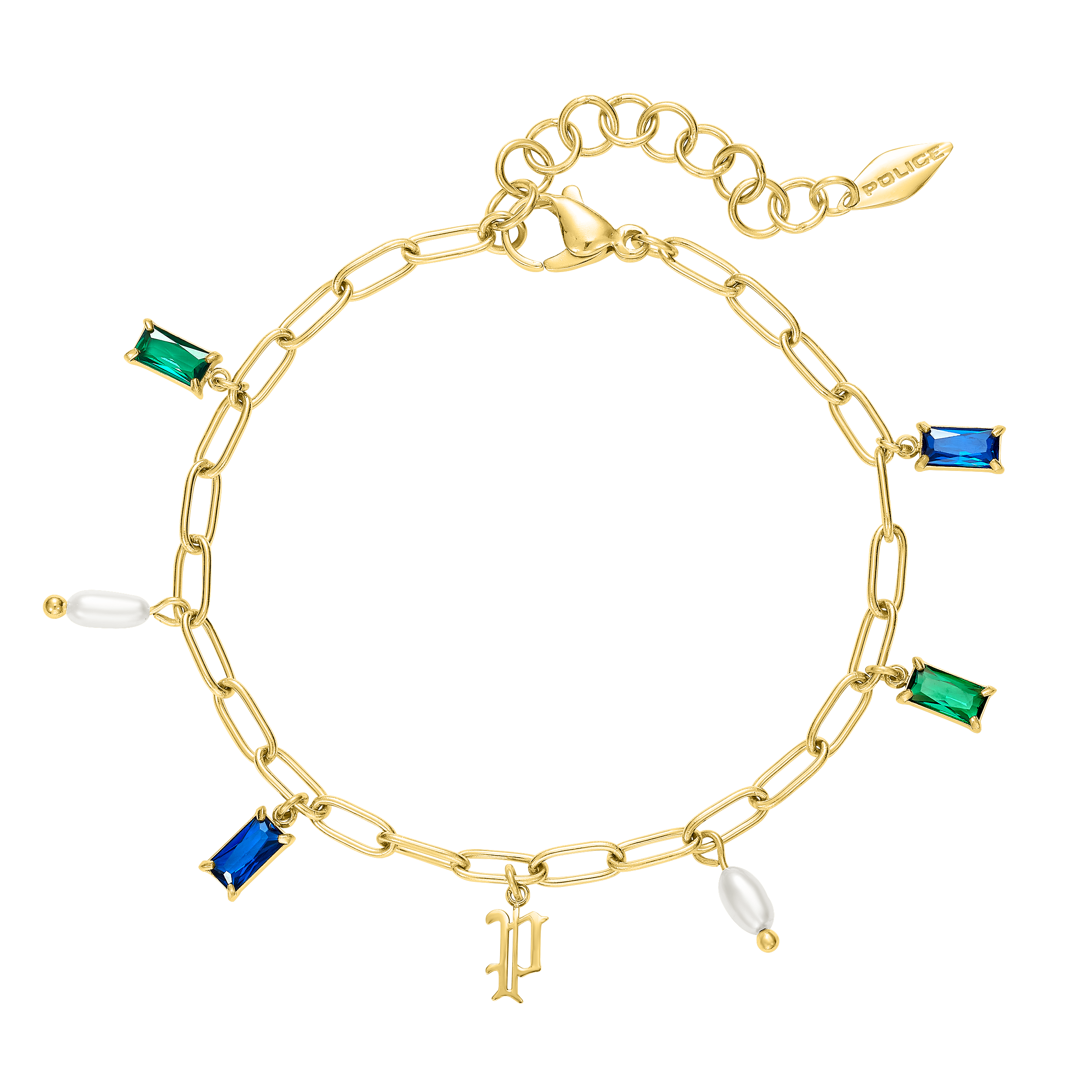 Police Ayara P Logo Multicrystalcharms Bracelet