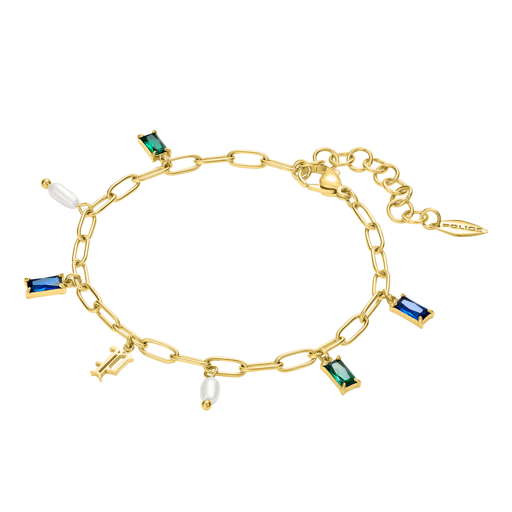 Police Ayara P Logo Multicrystalcharms Bracelet
