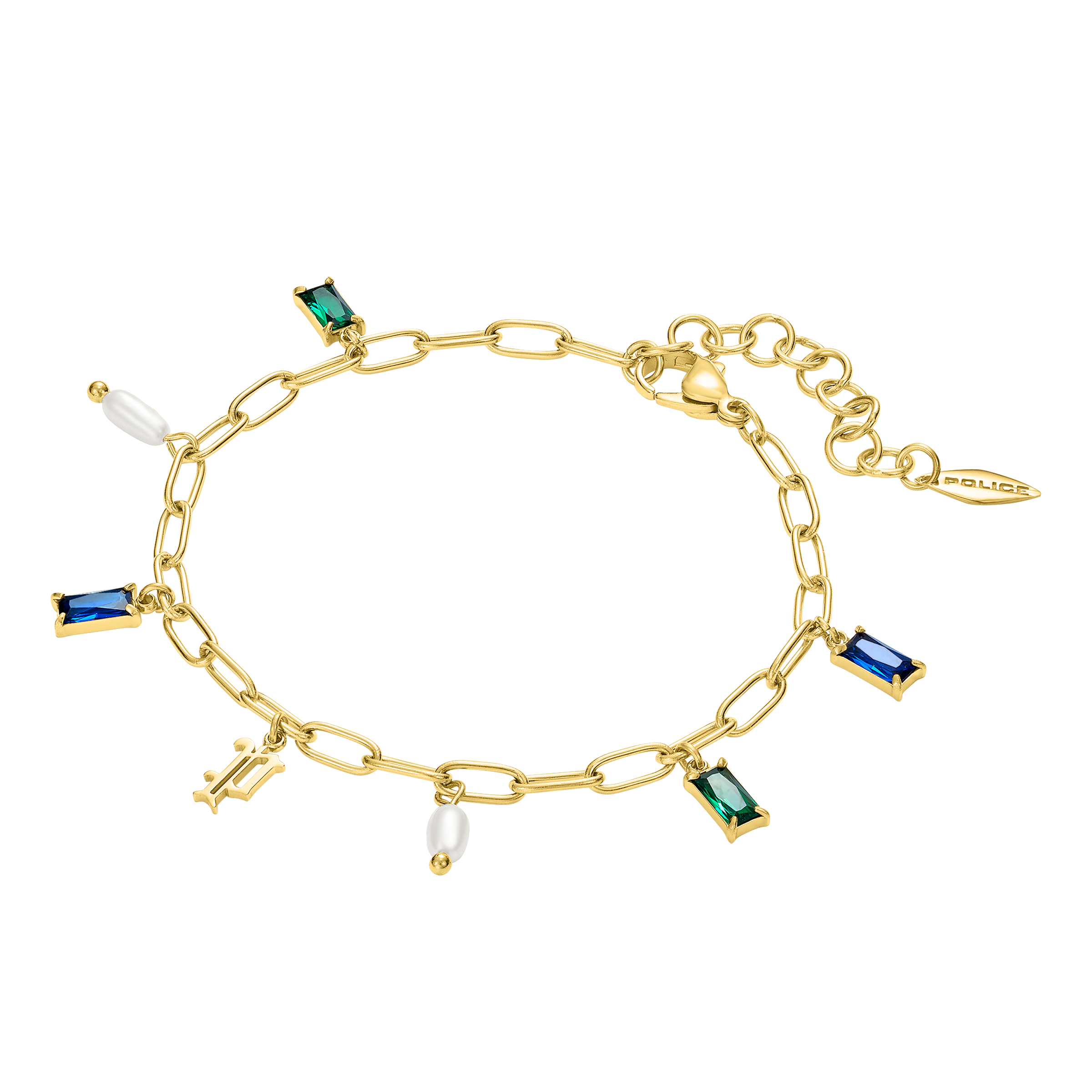 Police Ayara P Logo Multicrystalcharms Bracelet