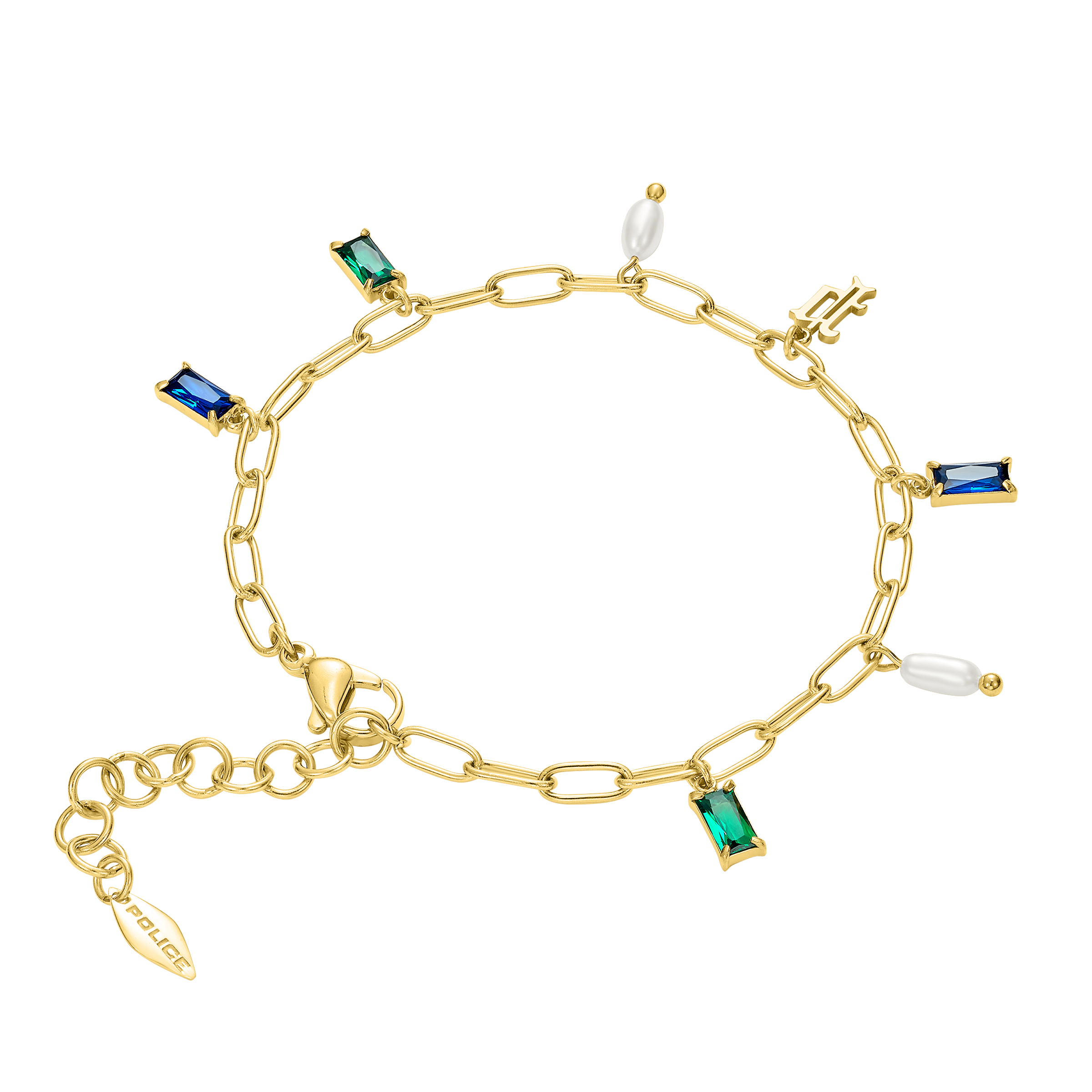 Police Ayara P Logo Multicrystalcharms Bracelet