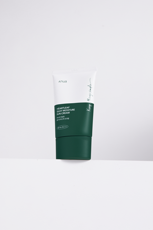 Anua Heartleaf Silky Moisture Sun Cream SPF50+ PA++++ 50ml sunscreen tube front view