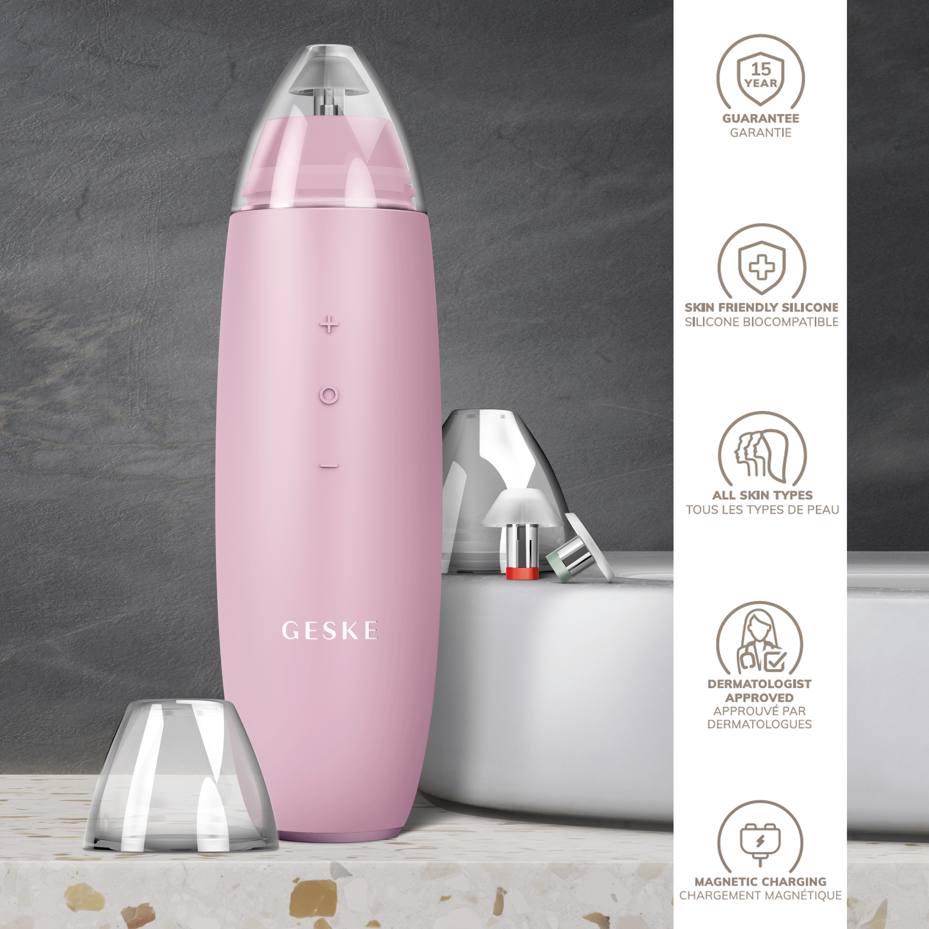 Geske MicroDermabrasion Blackhead Remover | 7 in 1 - Pink