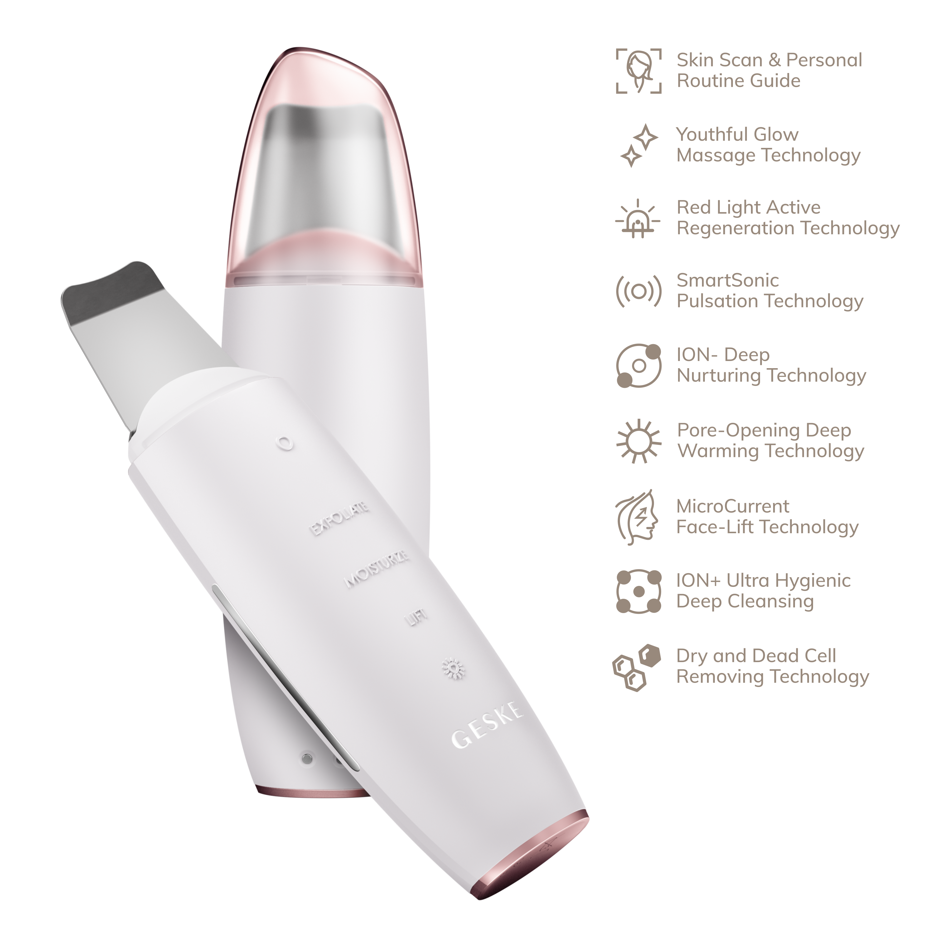 Geske MicroCurrent Skin Scrubber & Blackhead Remover | 9 in 1 - Starlight