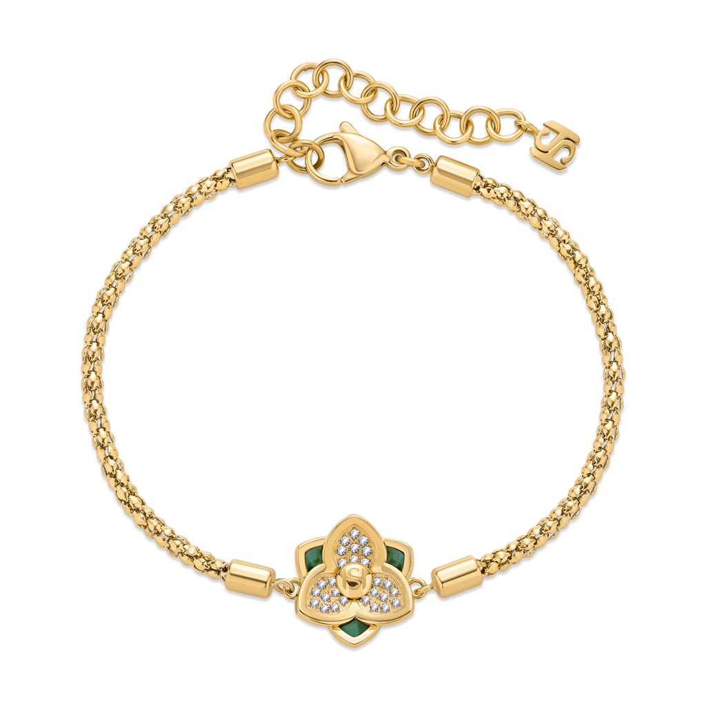 Saint Honore Burj Six Flow Petals Malachite Bracelet with SH Logo