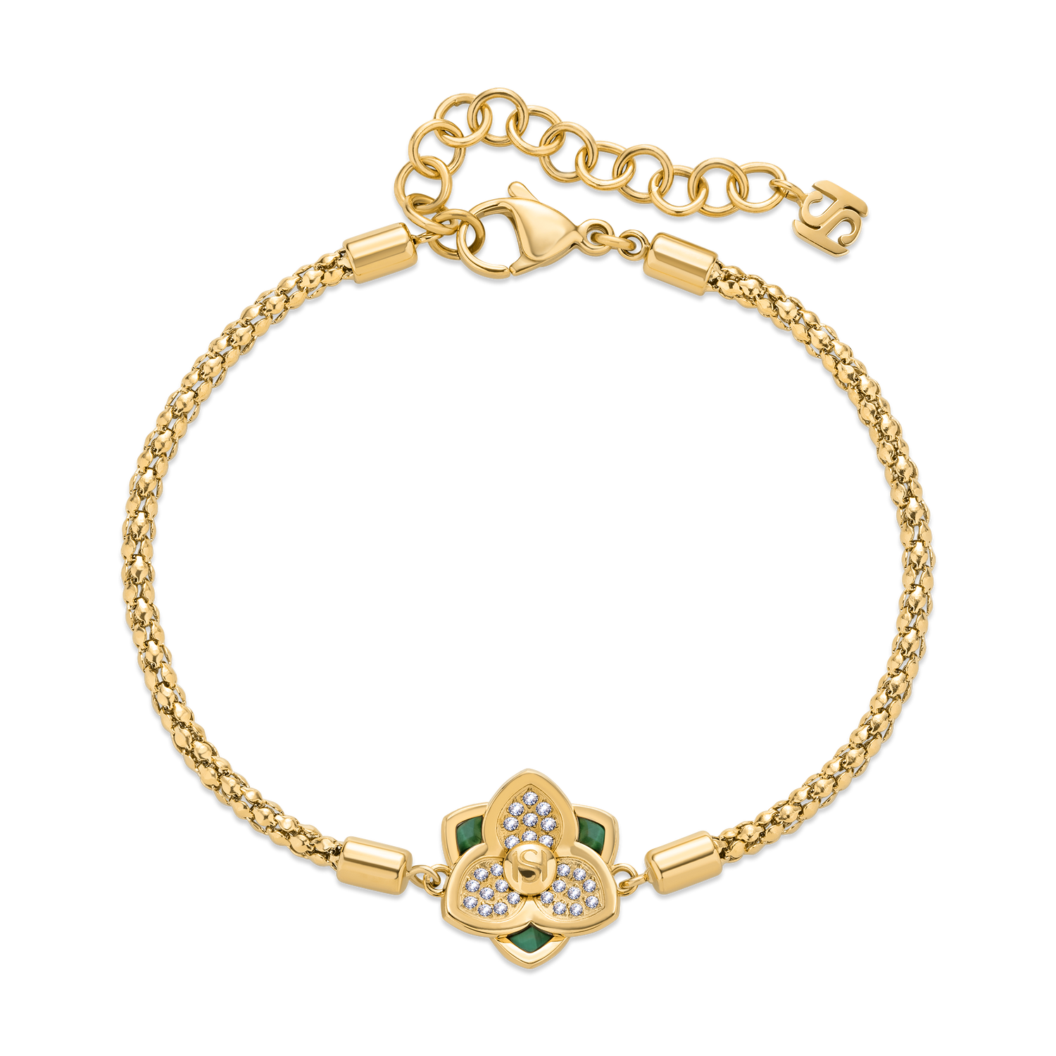 Saint Honore Burj Six Flow Petals Malachite Bracelet with SH Logo
