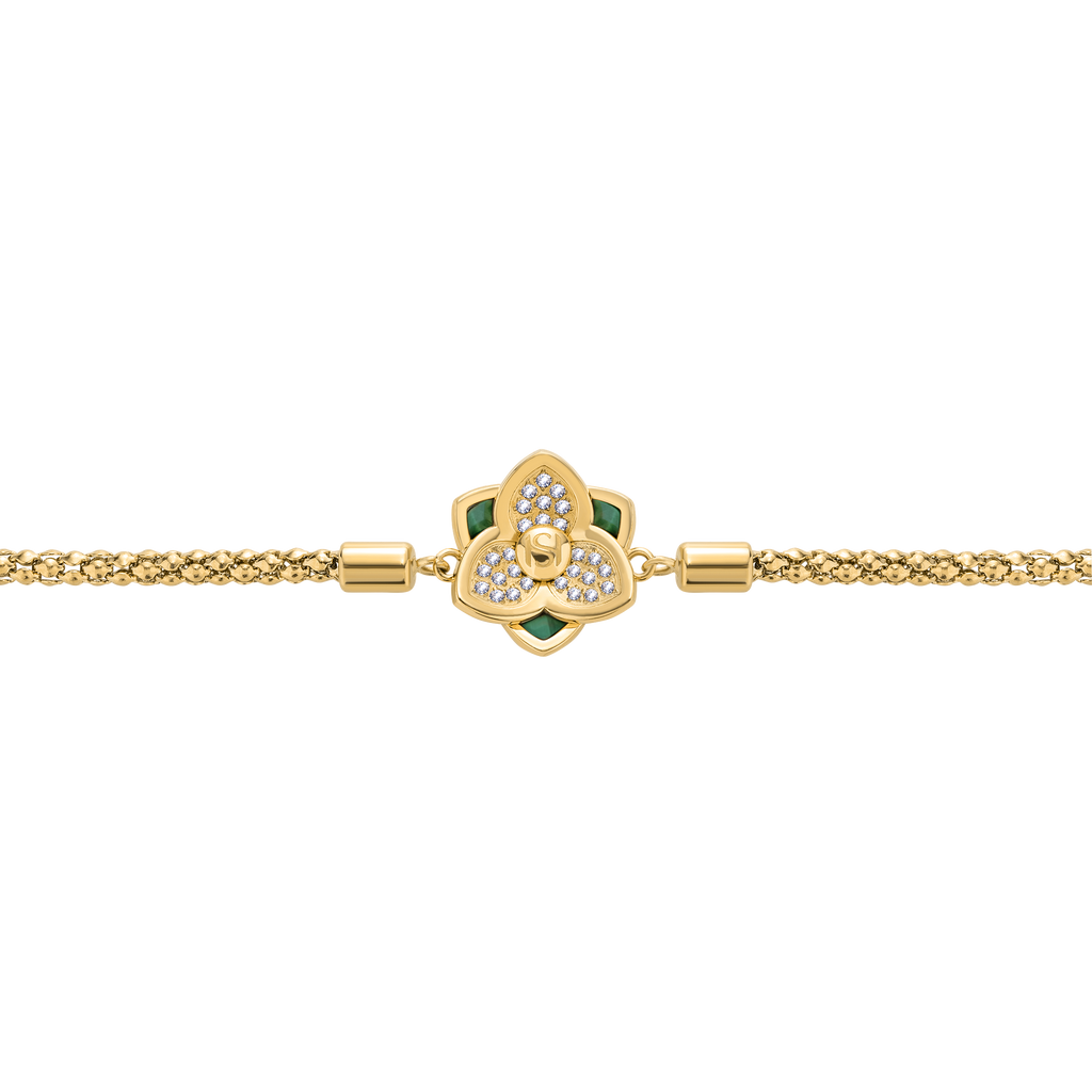 Saint Honore Burj Six Flow Petals Malachite Bracelet with SH Logo