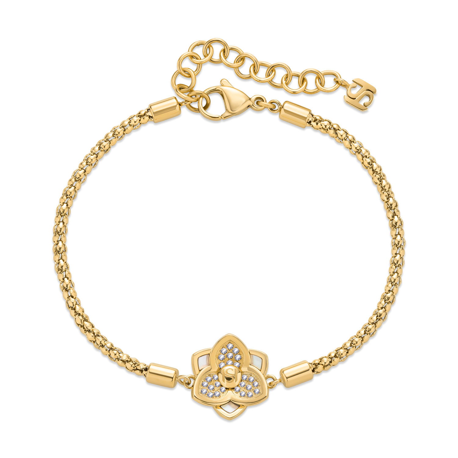 Saint Honore Burj Six Flow Petals Mother of Pearl Bracelet with SH Logo