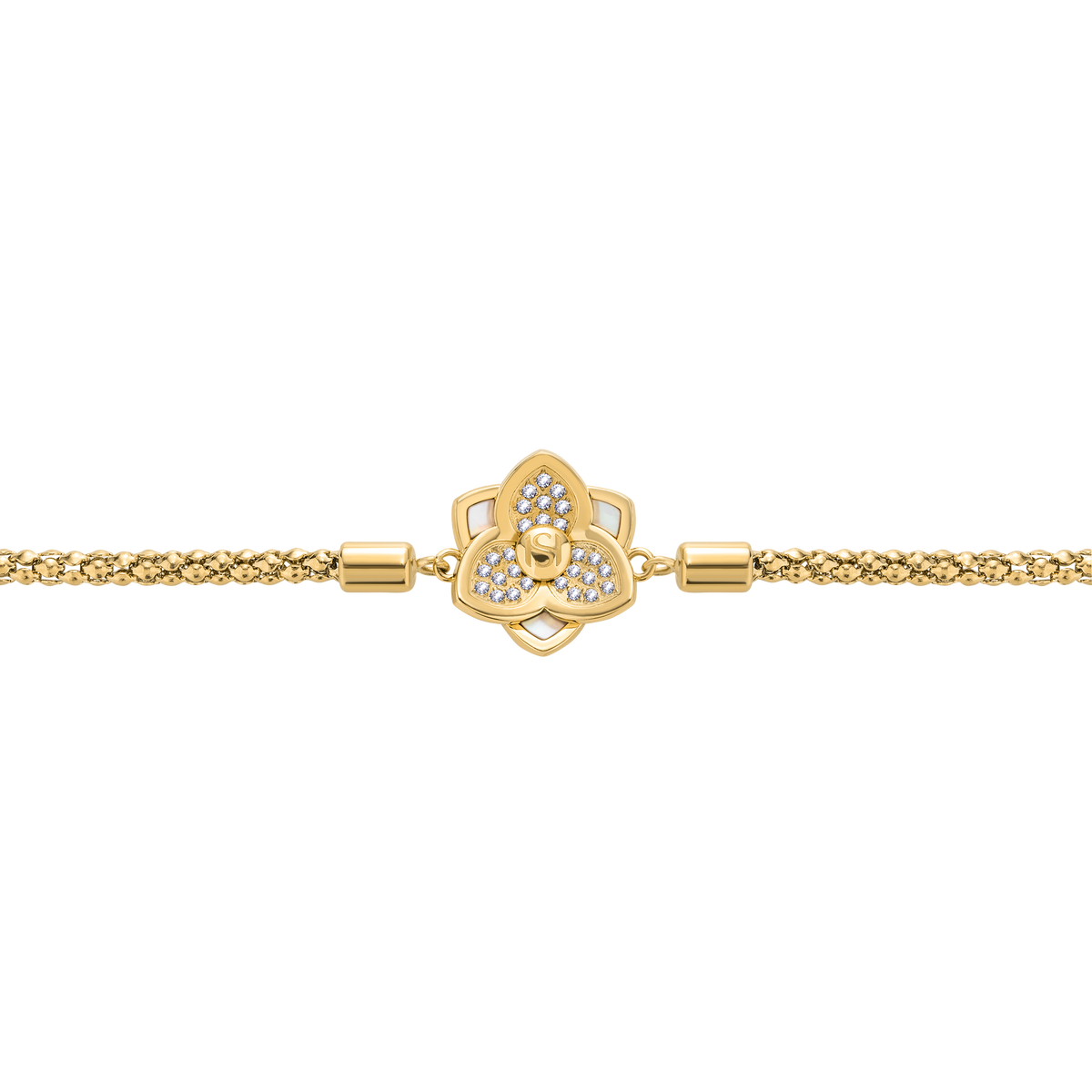 Saint Honore Burj Six Flow Petals Mother of Pearl Bracelet with SH Logo Saint Honore Burj Six Flow Petals Mother of Pearl Bracelet with SH Logo