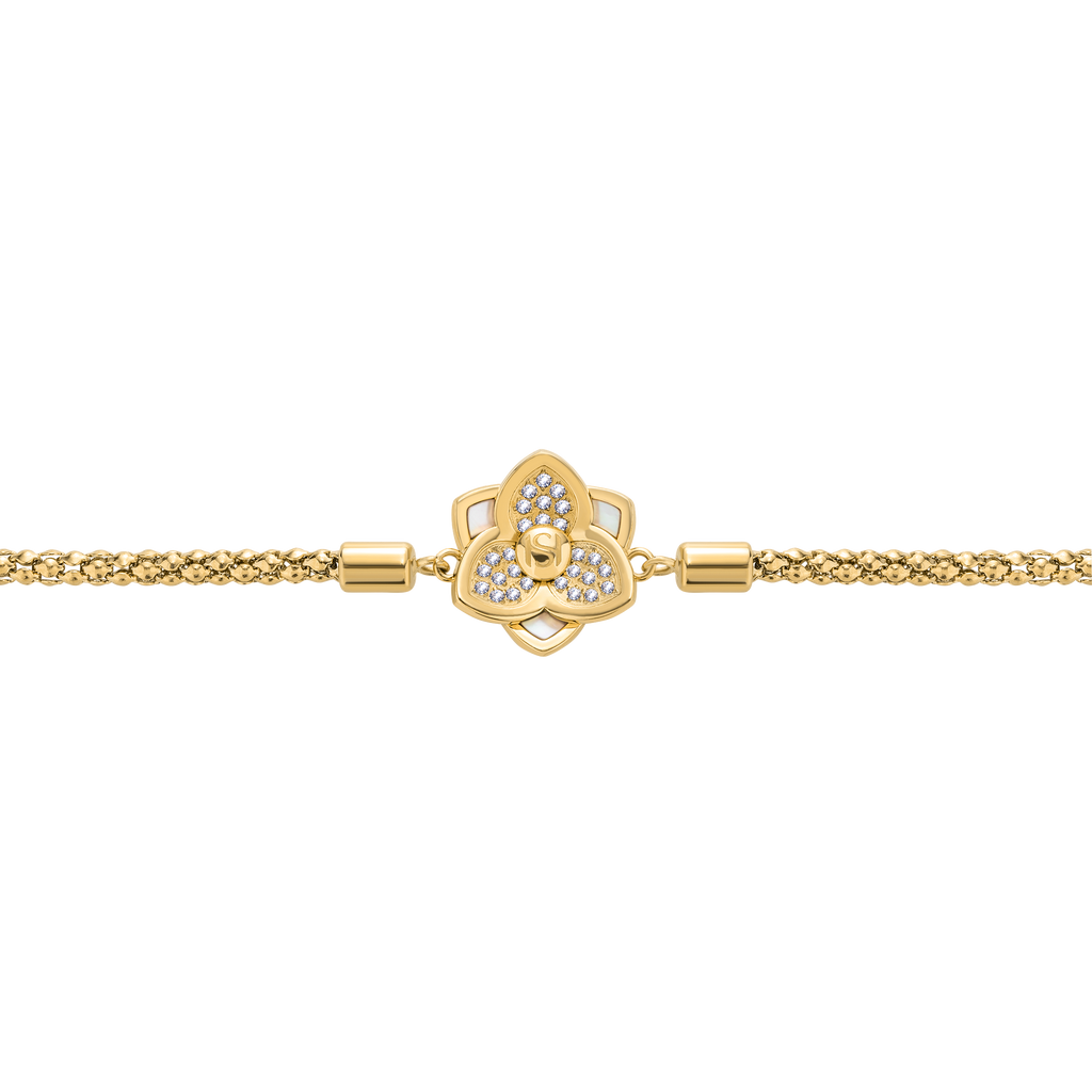 Saint Honore Burj Six Flow Petals Mother of Pearl Bracelet with SH Logo