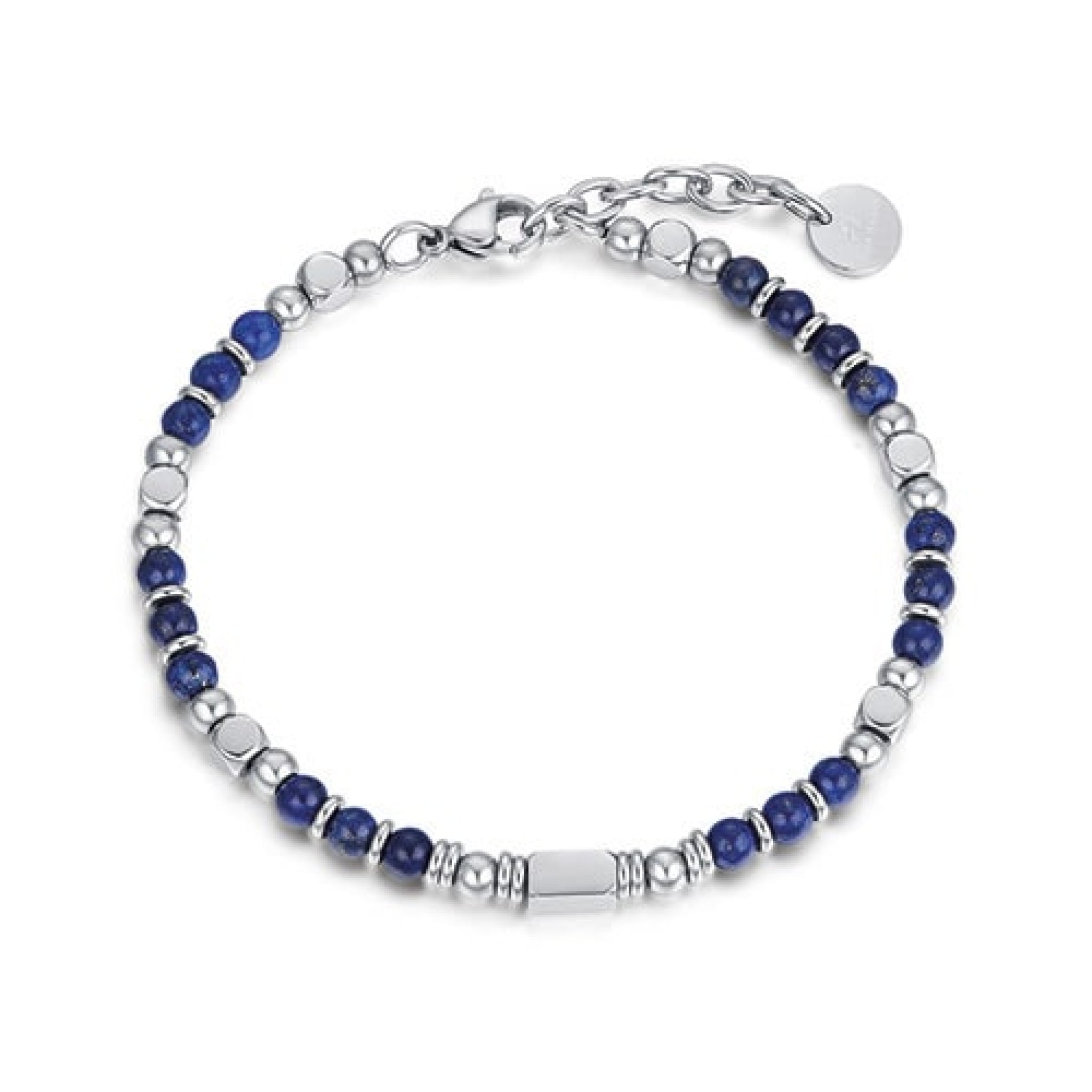 Luca Barra Men’s Steel Bracelet with Blue Lapis Stones Secondary image