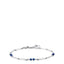 Men's silver-toned steel bracelet with elongated links and blue lapis lazuli stone beads, featuring a lobster clasp.