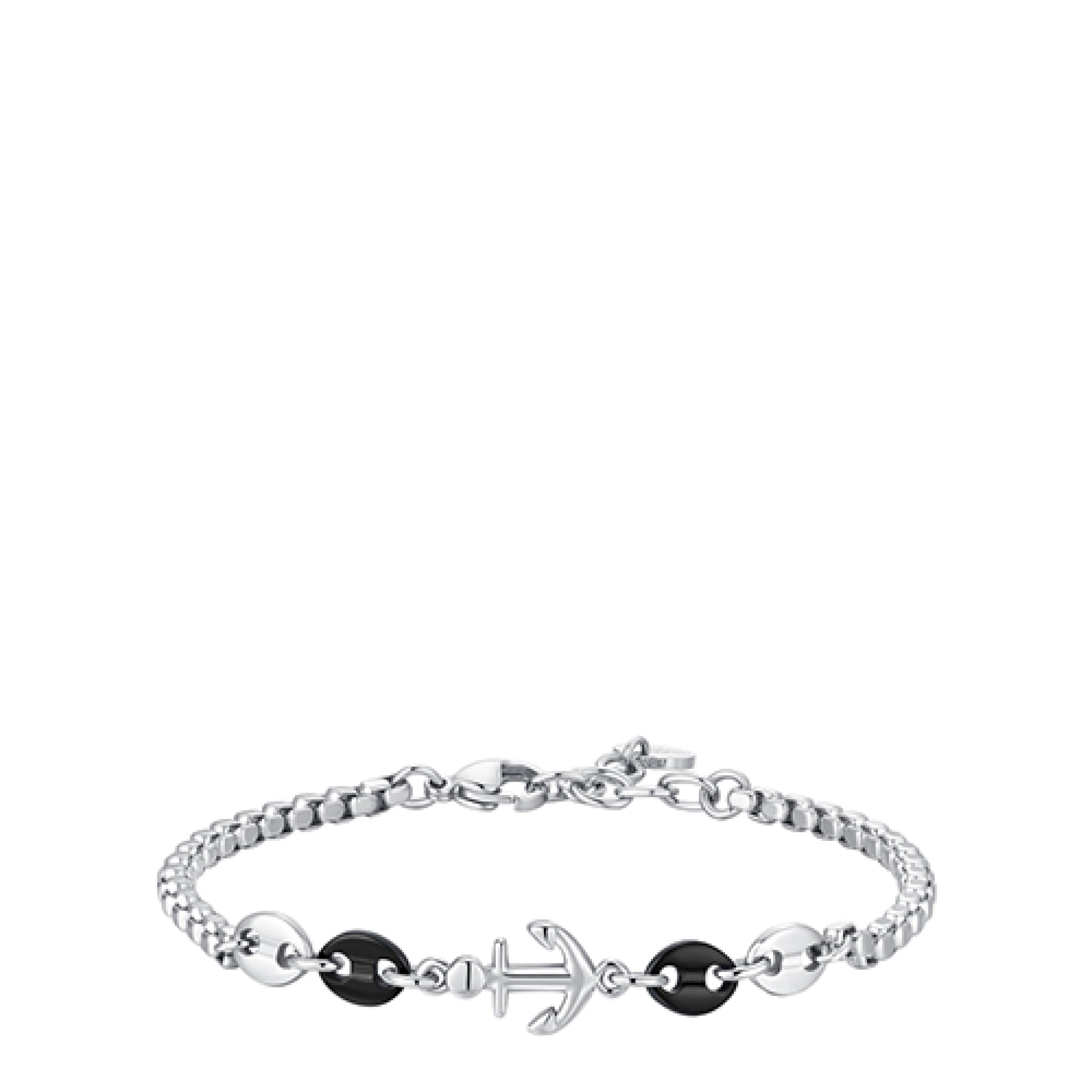 Luca Barra Men’s Steel Bracelet with Anchor and Black IP Steel Elements Secondary image