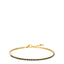 Gold-toned steel tennis bracelet with a row of black zircons and a lobster clasp closure, shown on a white background.