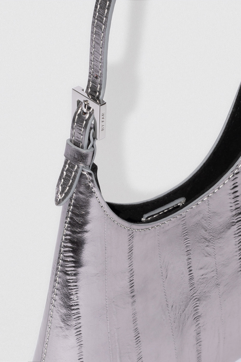 By Far Baby Camryn Eel Embossed Leather Inox