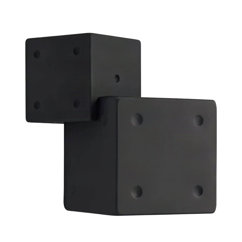 Dark grey interconnected dice cube fragrance bottle with circular indentations on its faces.