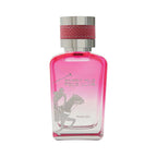 Pink Beverly Hills Polo Club Mystique Intense EDP perfume bottle with a silver-toned cap and a textured pink band.