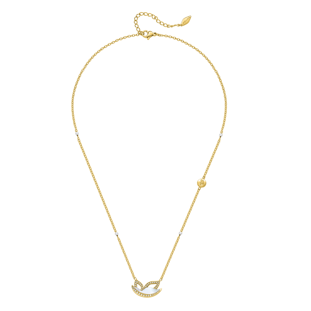 Police Birdy Mop Crystal Pearl Beads Chain Necklace