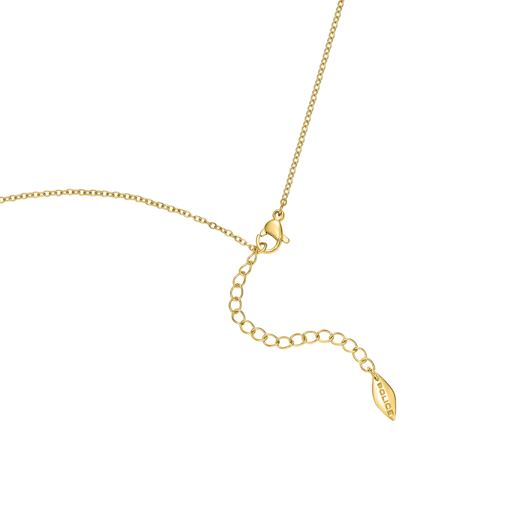 Police Birdy Mop Crystal Pearl Beads Chain Necklace