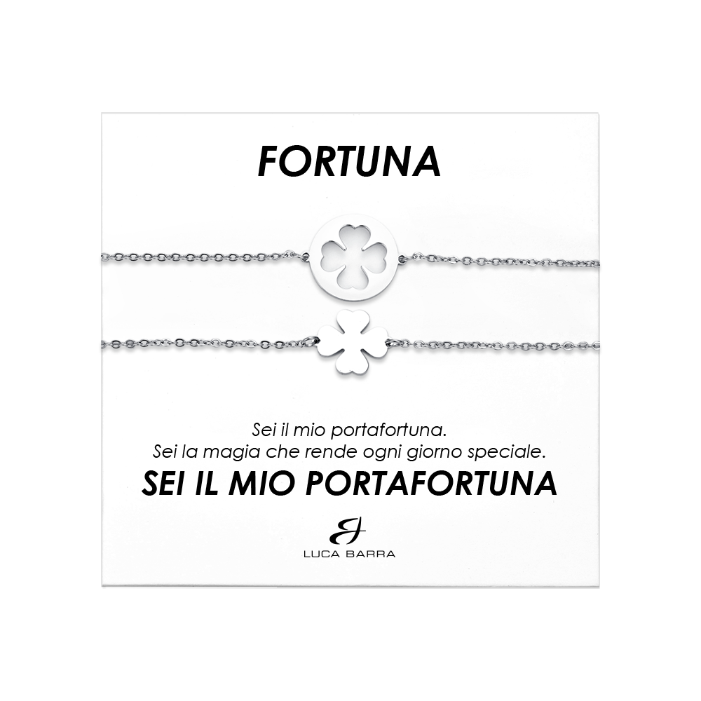 Luca Barra Ladies Steel Bracelets with Four-Leaf Clovers
