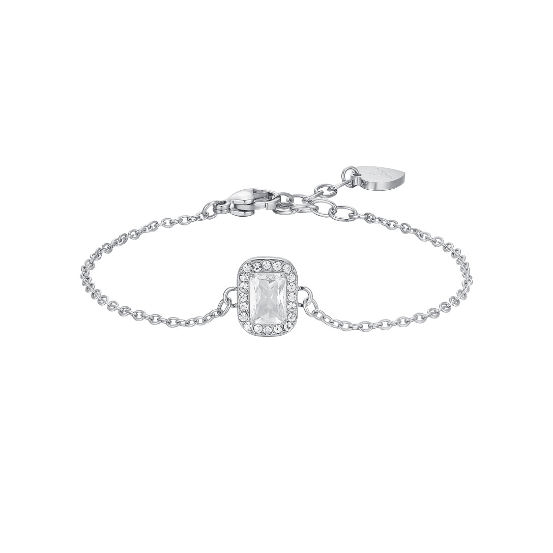 Luca Barra Ladies Tennis Bracelet in Stainless Steel with Crystals and Zirconia
